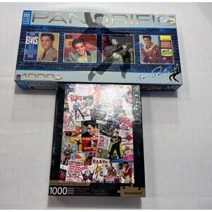 Elvis Presley Jigsaw Puzzle Lot of 2 1000 Piece Collage Sure-Lox Aquarius New